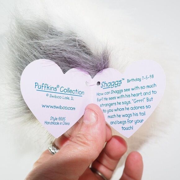 Swibco Puffkins Shaggs the Shaggy Dog 1998 Vintage Beanbag Plush - Picture 5 of 5